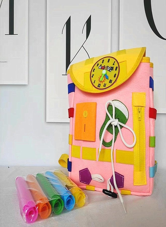 BeFunky Busy Board - Toddler Backpack with DIY Retractable Tube and Learning Activity Toys - Develop Fine Motor Skills and Basic Life Skills - Children's Travel Toy - Ideal Gift for 12 Months+ (Pink) - Image 5